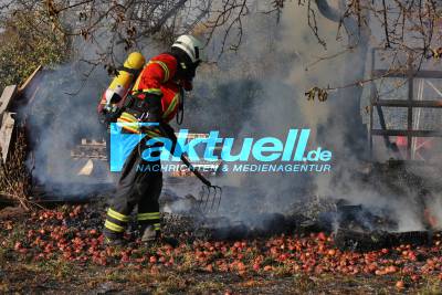Schuppen, Bäume und Sträucher fallen Flammen zum Opfer - Brand in Schwaikheimer Kleingartenanlage
