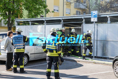 Rauchsäule über Stuttgart-Giebel: Mülltonnenbrand vereint Nachbarn bei strahlendem Sonnenschein auf der Straße