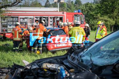 Mutter stirbt bei Frontalcrash: Beide Kinder und Unfallverursacher schwer verletzt - Rettungshubschrauber im Einsatz