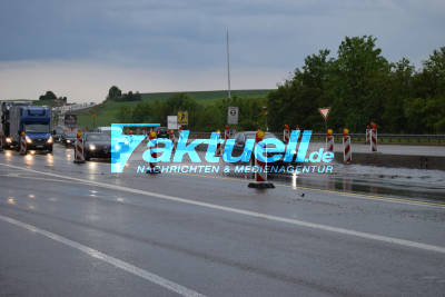 Fahrspuren auf A6 bei Bad Rappenau wegen Überflutung gesperrt!