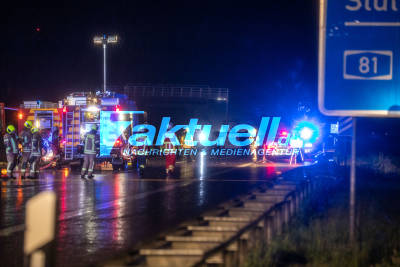 Radioaktiver Großeinsatz auf der Autobahn! Gefahrgut-Transporter mit radioaktivem Material überschlägt sich nach Aquaplaning Unfall auf der A8