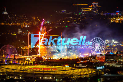 Viel Rauch um nichts - kleines Musikfeuerwerk zum Abschluss vom 174. Cannstatter Volksfest 2019 - Blick vom Rotenberg