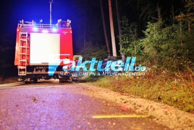 Tödlicher Horrorcrash bei Adelberg - PKW schlägt in Baum ein - Fahrer verstirbt noch an der Unfallstelle - PKW total zerstört