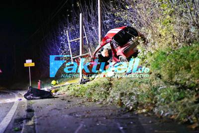 Tödlicher Unfall bei Erdmannhausen - PKW kommt von der Fahrbahn ab und kracht in Telefonmast - Fahrer verstirbt trotz Ersthelfer-Reanimation