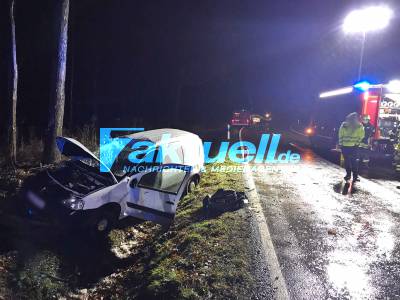 Tödlicher Verkehrsunfall - PKW kommt von der Fahrbahn ab und prallt gegen einen Baum