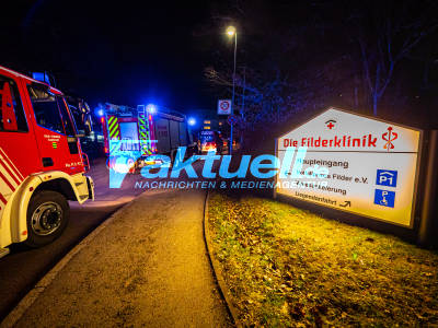 [Update] Großalarm durch Brandgeruch in der Filderklinik - Kirschkernkissen in Mikrowelle löst Großeinsatz aus