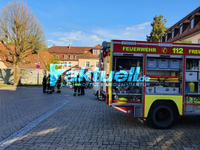 Reale Brandschutzübung beim Schloss in Freudental - psychosomatische Klinik soll im Schloss eingerichtet werden