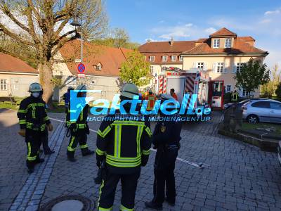 Reale Brandschutzübung beim Schloss in Freudental - psychosomatische Klinik soll im Schloss eingerichtet werden