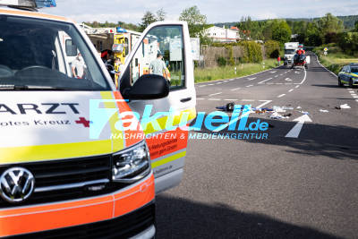 Schwerer VU mit Krad an der Westtangente zur Frauenbrunnerstraße in Eppingen - Kradfahrer lebensgefährlich Verletzt