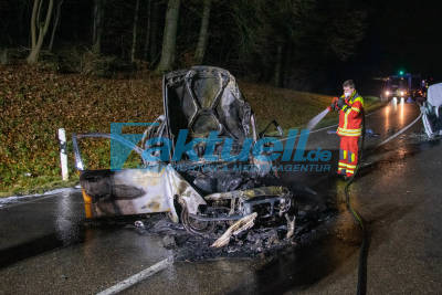 BMW brennt nach Unfall vollständig aus - 3 Schwerverletzte bei Frontalzusammenstoß