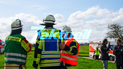 Verwaltungsverbandsübung mehrerer Feuerwehren in Schlaitdorf
