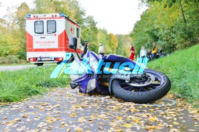 Wieder ein Seniorenunfall? - Motorrad gegen PKW - 71 jährige übersieht Jugendlichen Motorradfahrer - Schwerer Unfall bei Allmersbach im Tal
