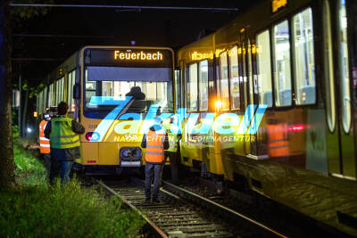Auf Tuchfühlung: Zwei Stadtbahnen in Bad Cannstatt zusammengestoßen - Strecke voll gesperrt - eine Person leicht verletzt