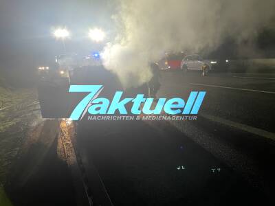 PKW auf Autobahn 6 bei Heilbronn in Brand geraten