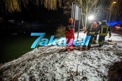 Mysteriöser Fall am Neckar: DRK-Fahrzeug im Wasser versunken - DLRG-Taucher sichern das Fahrzeug für Bergung am nächsten Tag