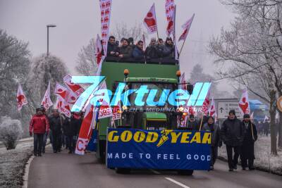 Goodyear Philippsburg: Große Demonstration, Kundgebung und Betriebsversammlung - Etwa 400 Mitarbeiter protestieren gegen Werksschliessung des Reifenwerks