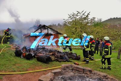 Gartenhütte in Vollbrand - Feuerwehr Korb im Löscheinsatz - Wildkamera soll vermeindliche Brandstiftung belegen