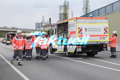 Katastrophenschutzübung des Deutschen Roten Kreuz - Rund 90 Einsatzkräfte probten den Ernstfall am Gmünder Einhorntunnel