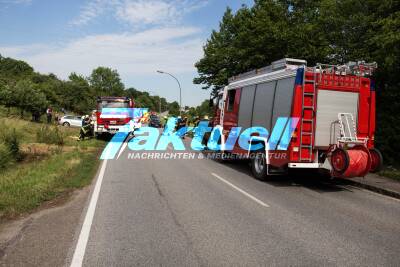 Schwerer Unfall auf der L1103 Güglingen Fahrtrichtung Pfaffenhofen - Fahrzeug kommt alleinbeteiligt von der Fahrbahn ab - Fahrerin und Kind schwer verletzt