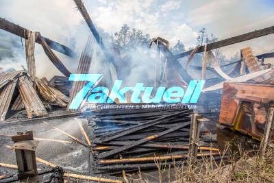 Großbrand zerstört Lagerhalle von Sägewerk - Feuerwehr im Großeinsatz