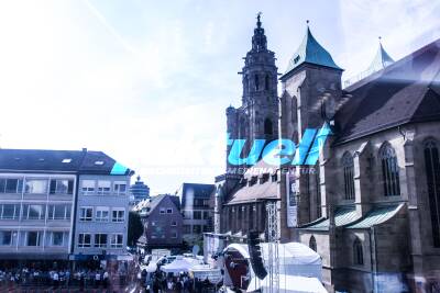 Angela Merkel spricht in Heilbronn - Wahlkampf auf dem Kiliansplatz mit dem Innenminister Thomas Strobl und den CDU Abgeordneten und Kandidaten des Kreis HN