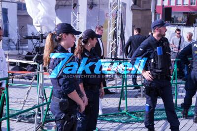 Angela Merkel spricht in Heilbronn - Wahlkampf auf dem Kiliansplatz mit dem Innenminister Thomas Strobl und den CDU Abgeordneten und Kandidaten des Kreis HN
