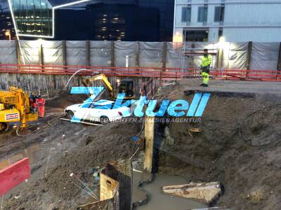 Auf der Flucht vor der Polizei: Verfolgungsjagd mit Jaguar endet in Tunnelbaustelle Karlsruhe - Fahrer schwer verletzt