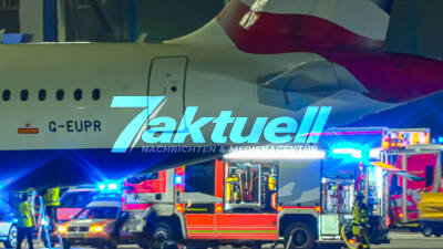 Flughafengroßalarm: Brand mit Rauchentwicklung an Flugzeug in Parkposition an den Terminals - Flugnummer G-EUPR