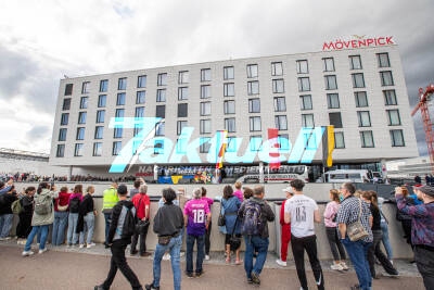 Ankunft der deutschen Fußballnationalmannschaft am Mövenpick Hotel