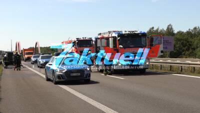 Autobahn nach Brand gesperrt - Feuer auf A38 südlich von Leipzig