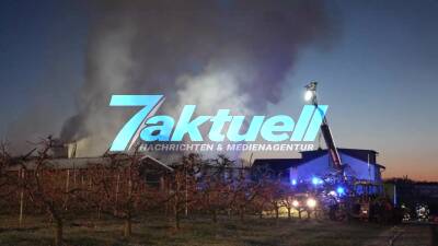 Kleine Feuerchen sollten Obstbäume vor Frost schützen - dabei fängt Obstbaum Feuer, von dem aus die Flammen auf Scheune übergreifen